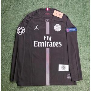 PSG Neymar Jr #10 2018/19 UCL Jordan Jersey – Long Sleeve Black Size LARGE